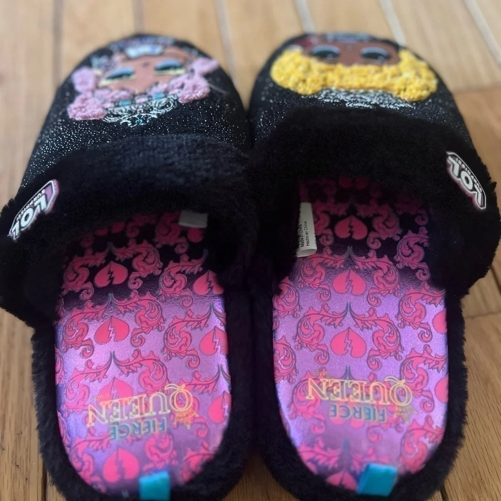 lol Surprise Bedroom Shoes Girls 2/3 Black Sparkling Black Pink NWOT